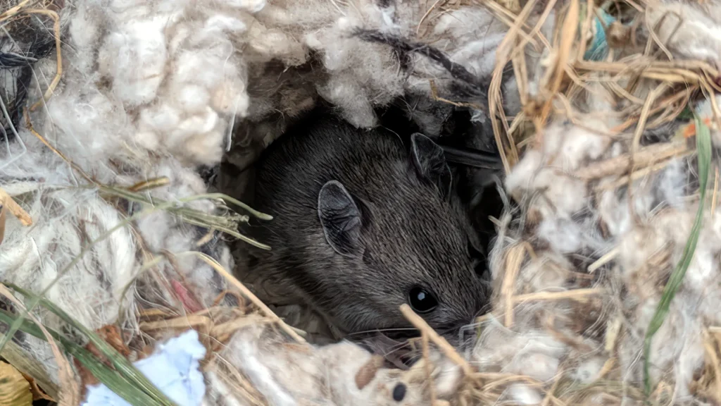 a mouse in a nest