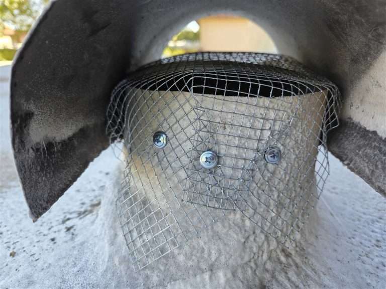 Roof vent hood screened with wire mesh, Tempe